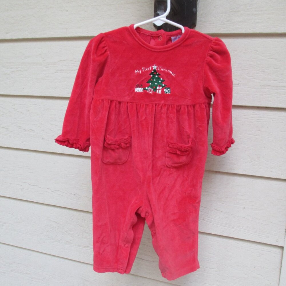 My First Christmas Red Longell romper 12M